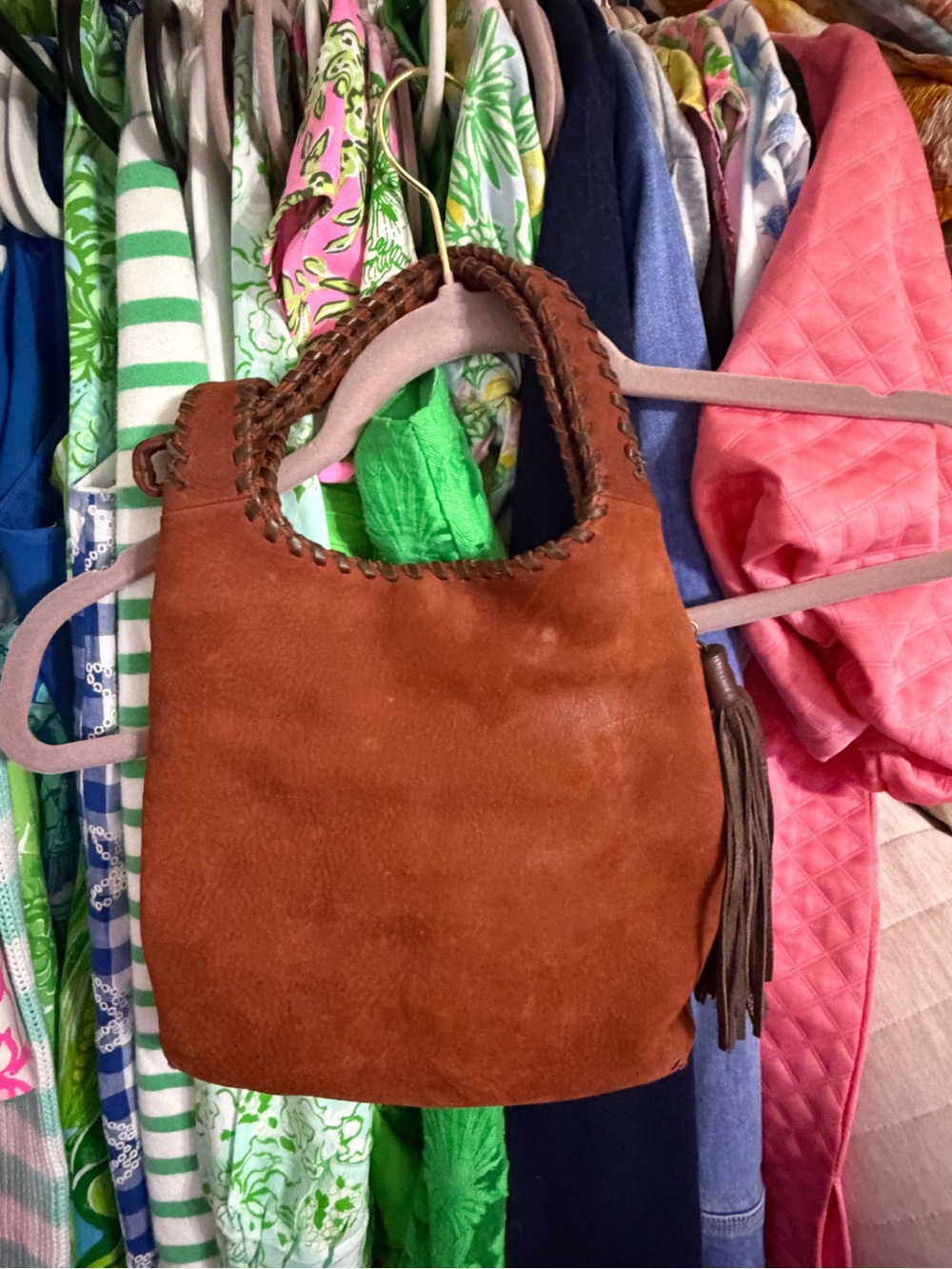 HOBO Leather Blossom Wristlet in Cinnabar Brown - Picture 2 of 5